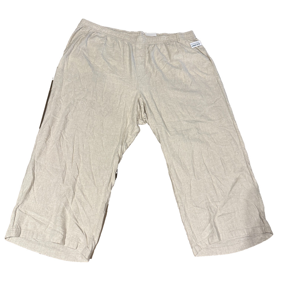 NWT Old Navy Linen Blend Pants womens 4X wide leg pull on‎ beachy beige tan NEW